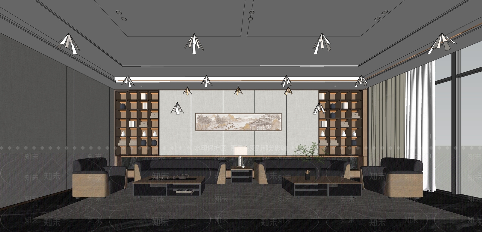 新中式现代其他办公区域SU模型下载【ID:1204765305】