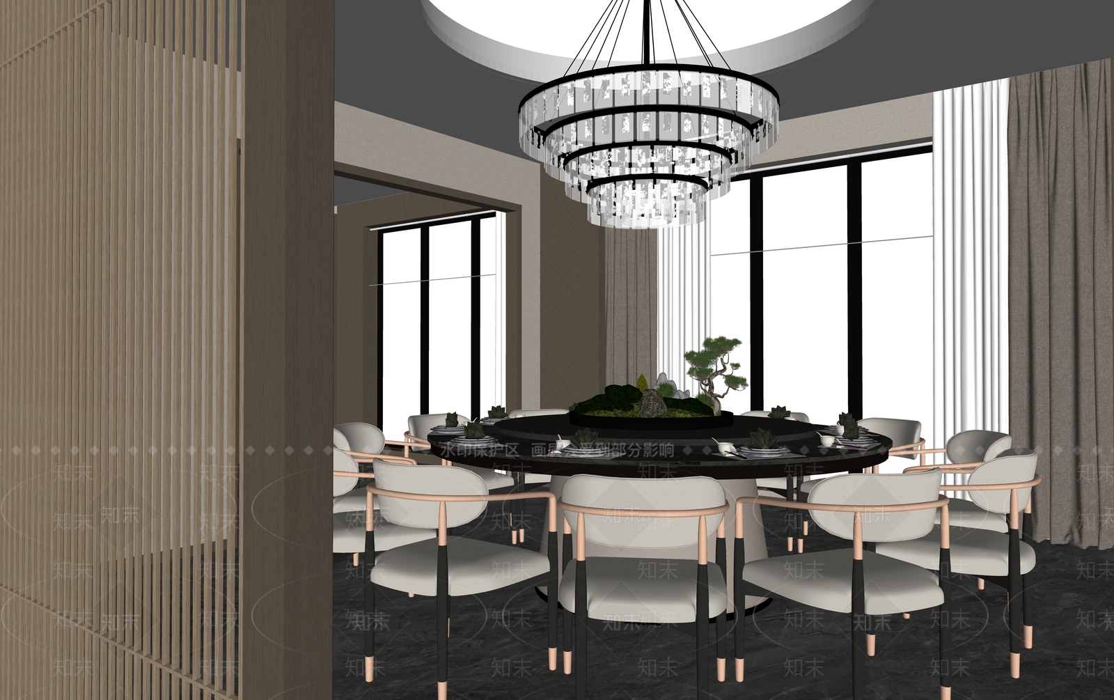 现代新中式包厢SU模型下载【ID:1204772177】