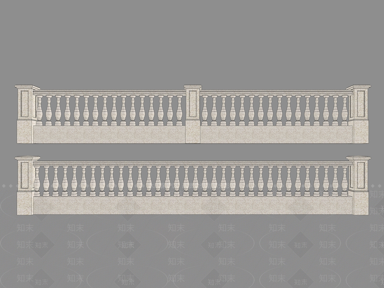 法式欧式栏杆扶手SU模型下载【ID:1204832855】