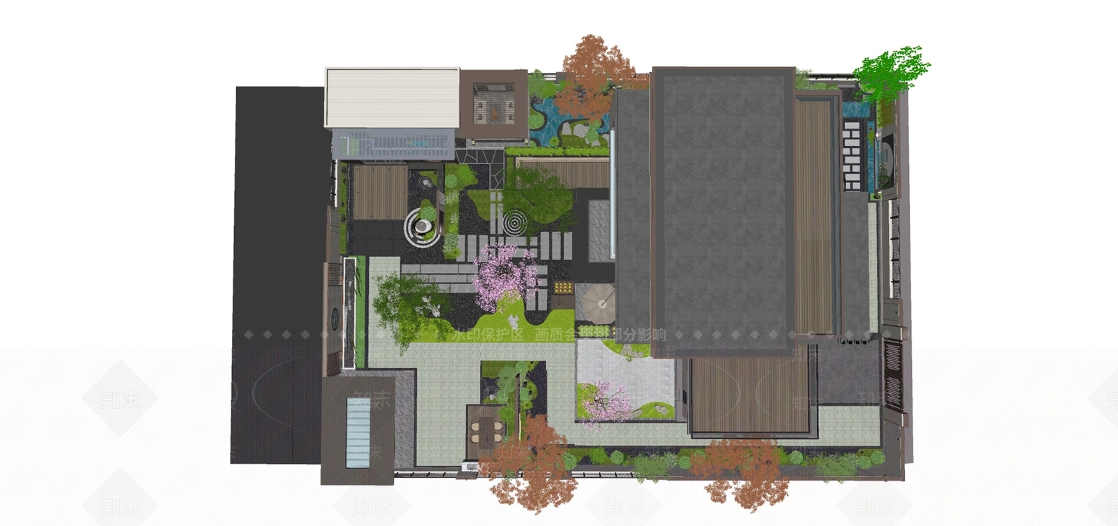 新中式别墅庭院SU模型下载【ID:1204773486】
