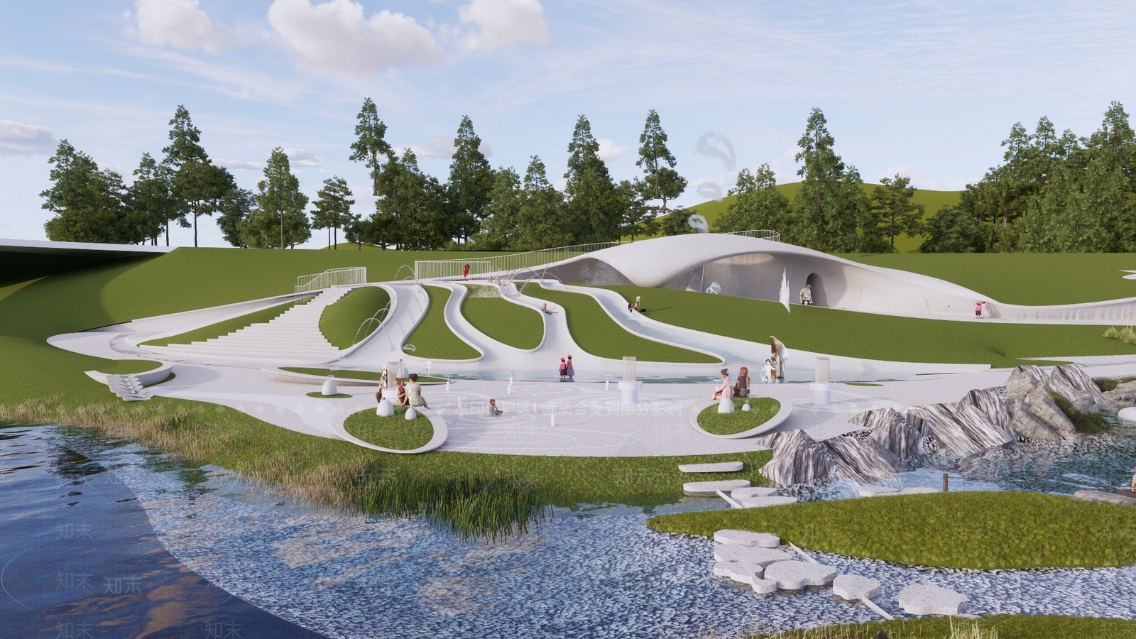 现代景观公园SU模型下载【ID:1204773515】