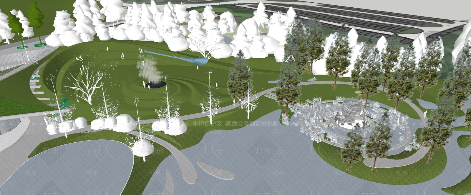 现代景观公园SU模型下载【ID:1204773666】