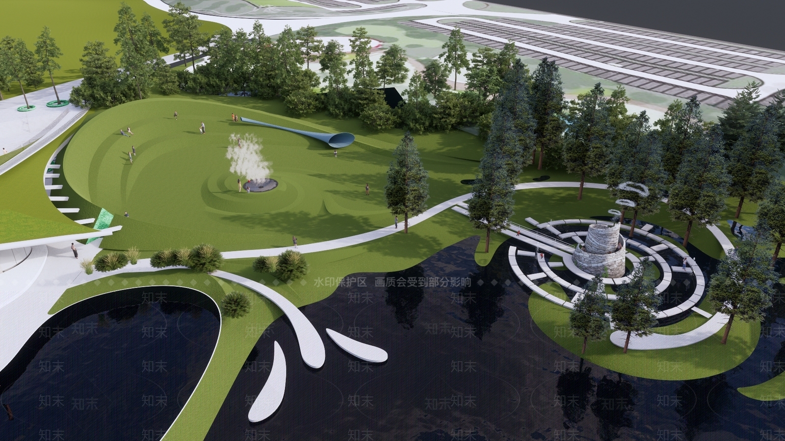 现代景观公园SU模型下载【ID:1204773666】