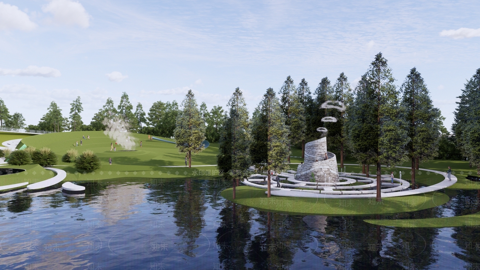 现代景观公园SU模型下载【ID:1204773666】