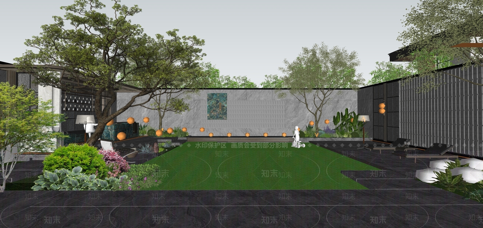 现代别墅庭院SU模型下载【ID:1204778420】