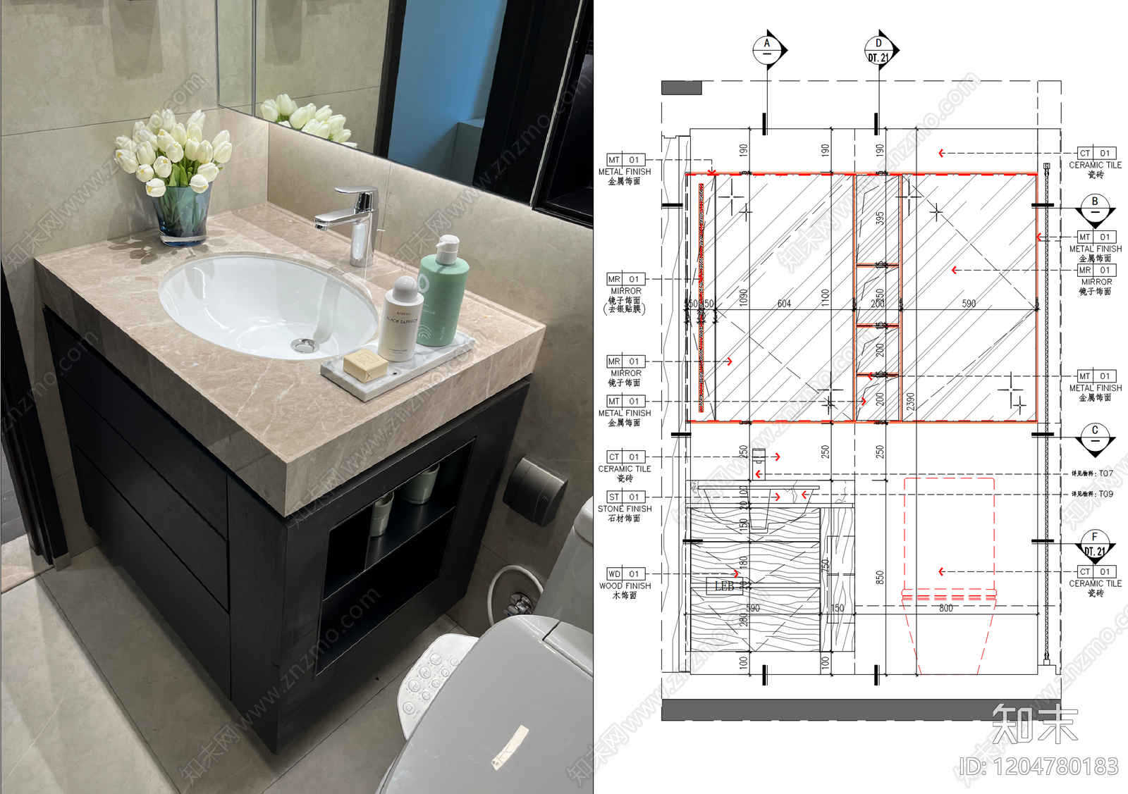 洗手台节点施工图下载【ID:1204780183】