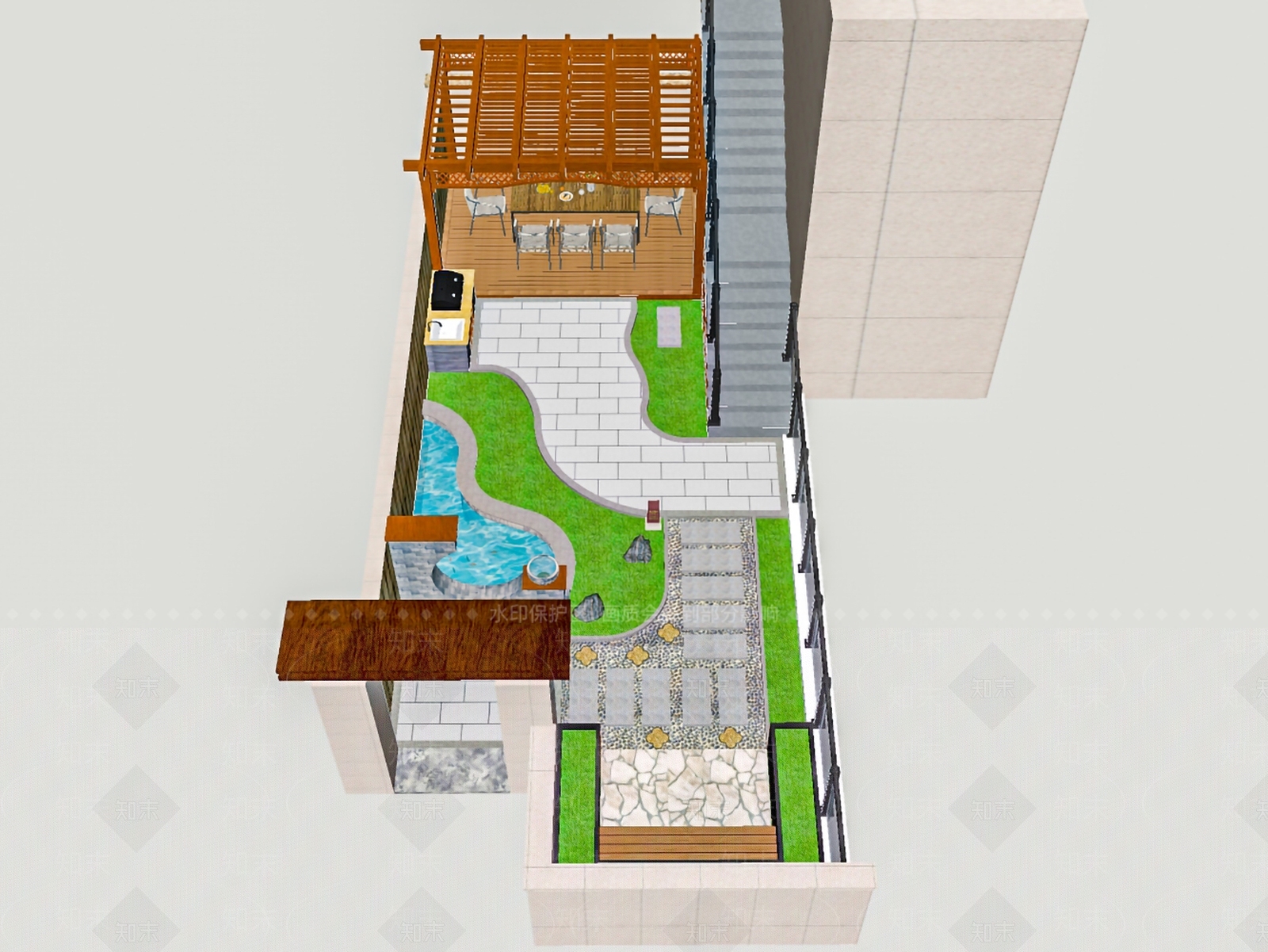 现代别墅庭院SU模型下载【ID:1204783512】