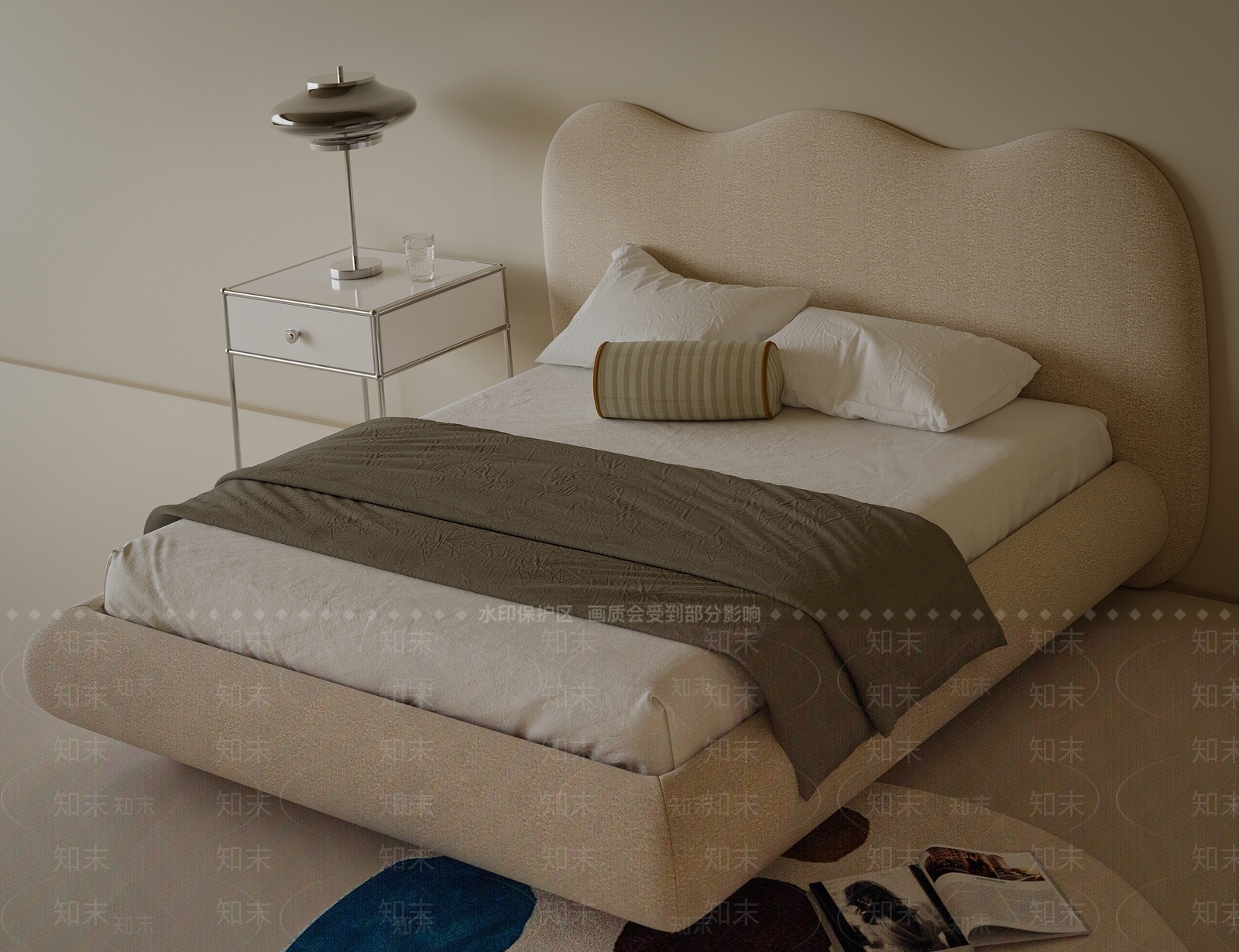 现代简约双人床3D模型下载【ID:1204788174】