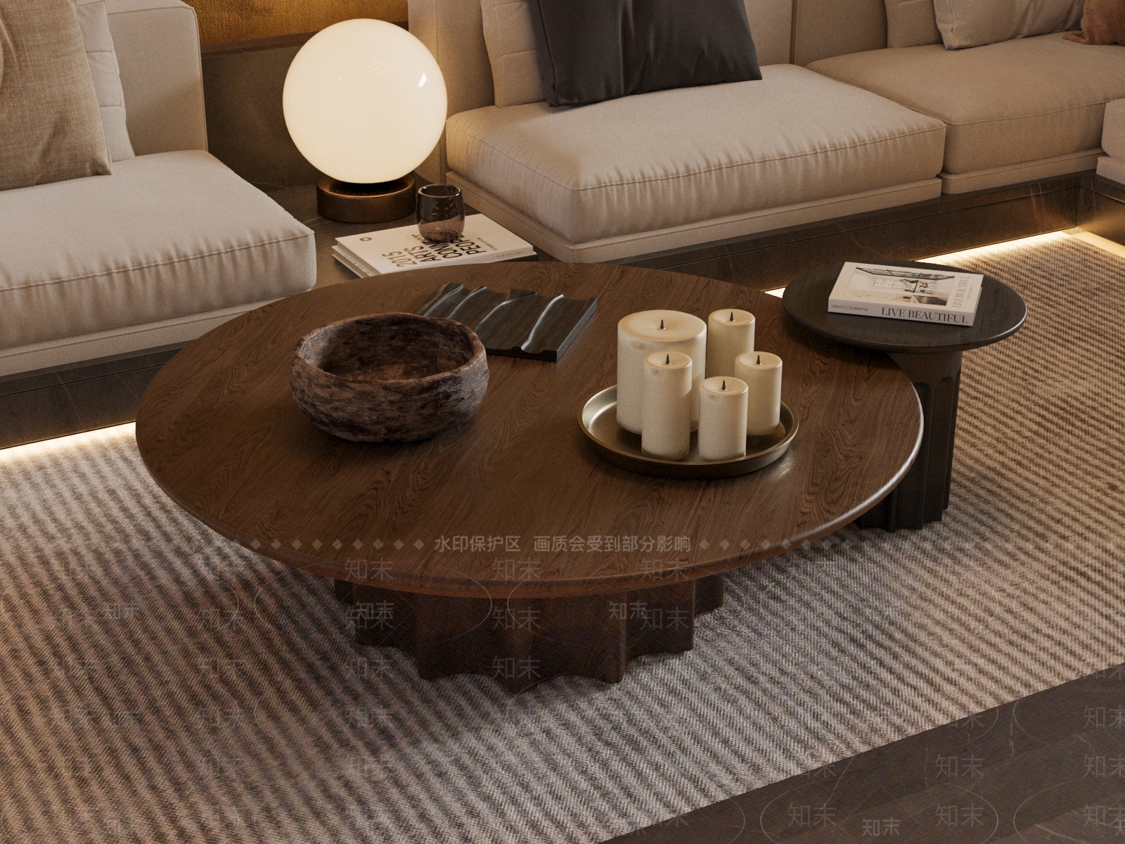 复古中古茶几SU模型下载【ID:1204789427】