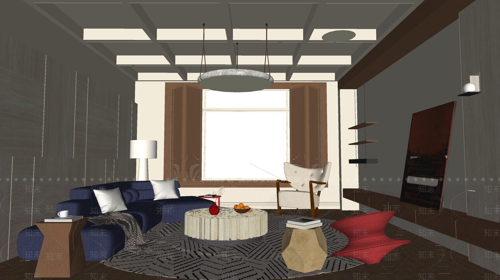 现代家居客厅SU模型下载【ID:1204790381】