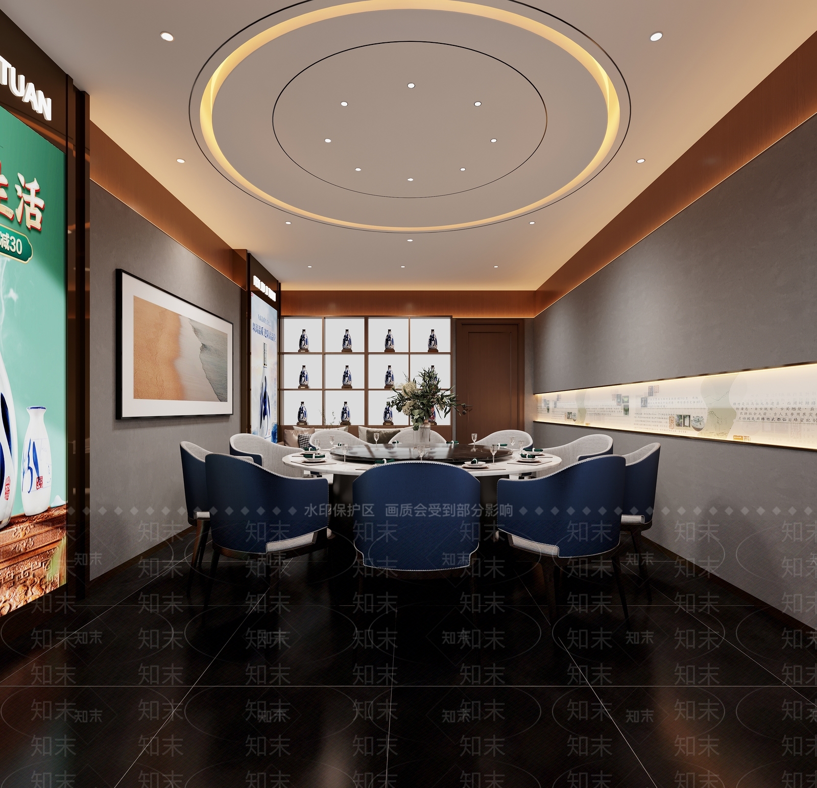 现代新中式中餐厅3D模型下载【ID:1204791620】