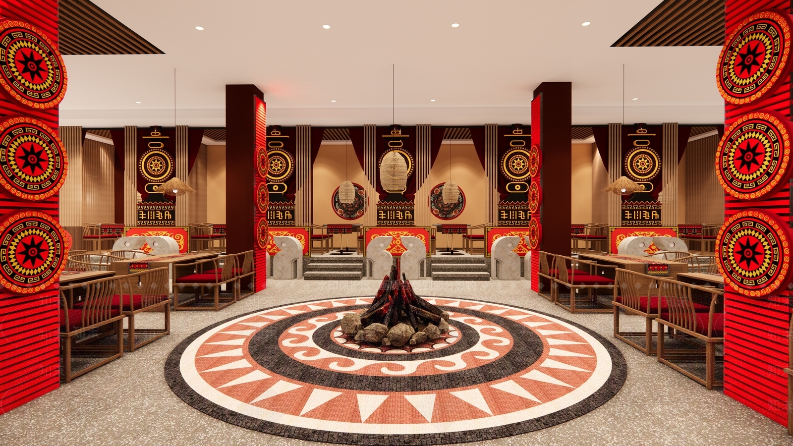 复古原木火锅店SU模型下载【ID:1204794328】