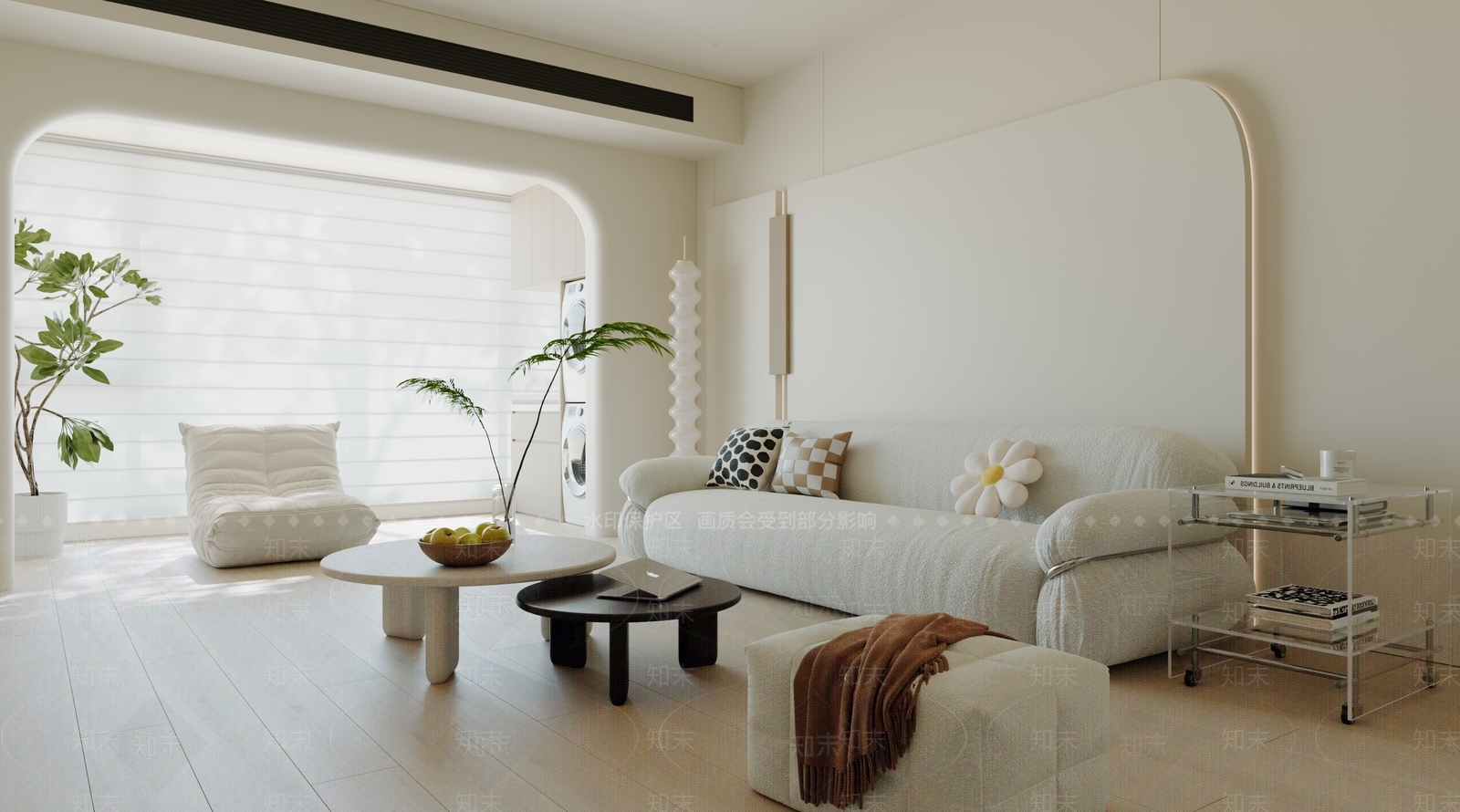 奶油现代家居客厅3D模型下载【ID:1204794222】