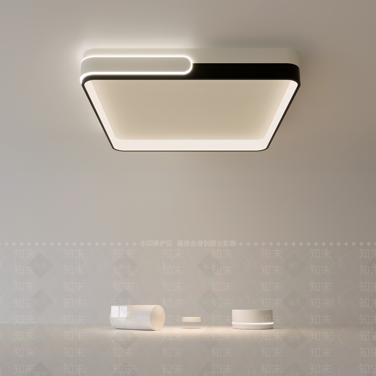 现代极简客厅吸顶灯3D模型下载【ID:1204796551】