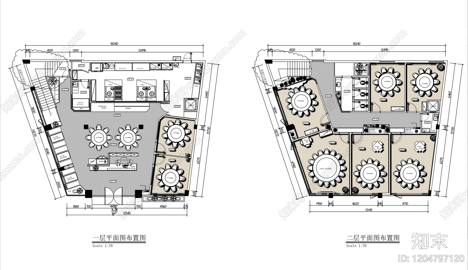 现代中餐厅施工图下载【ID:1204797120】