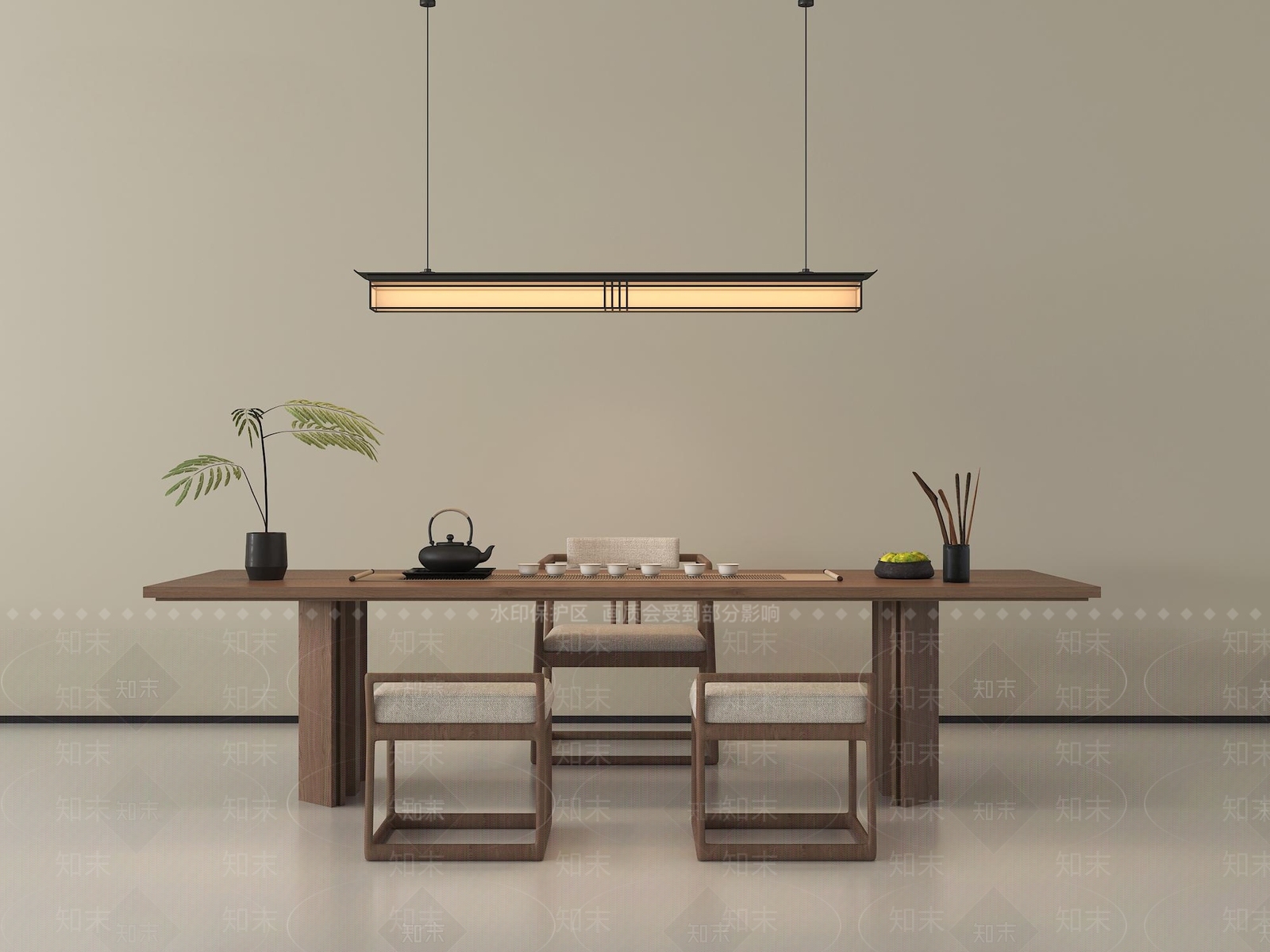 新中式茶室SU模型下载【ID:1204797125】