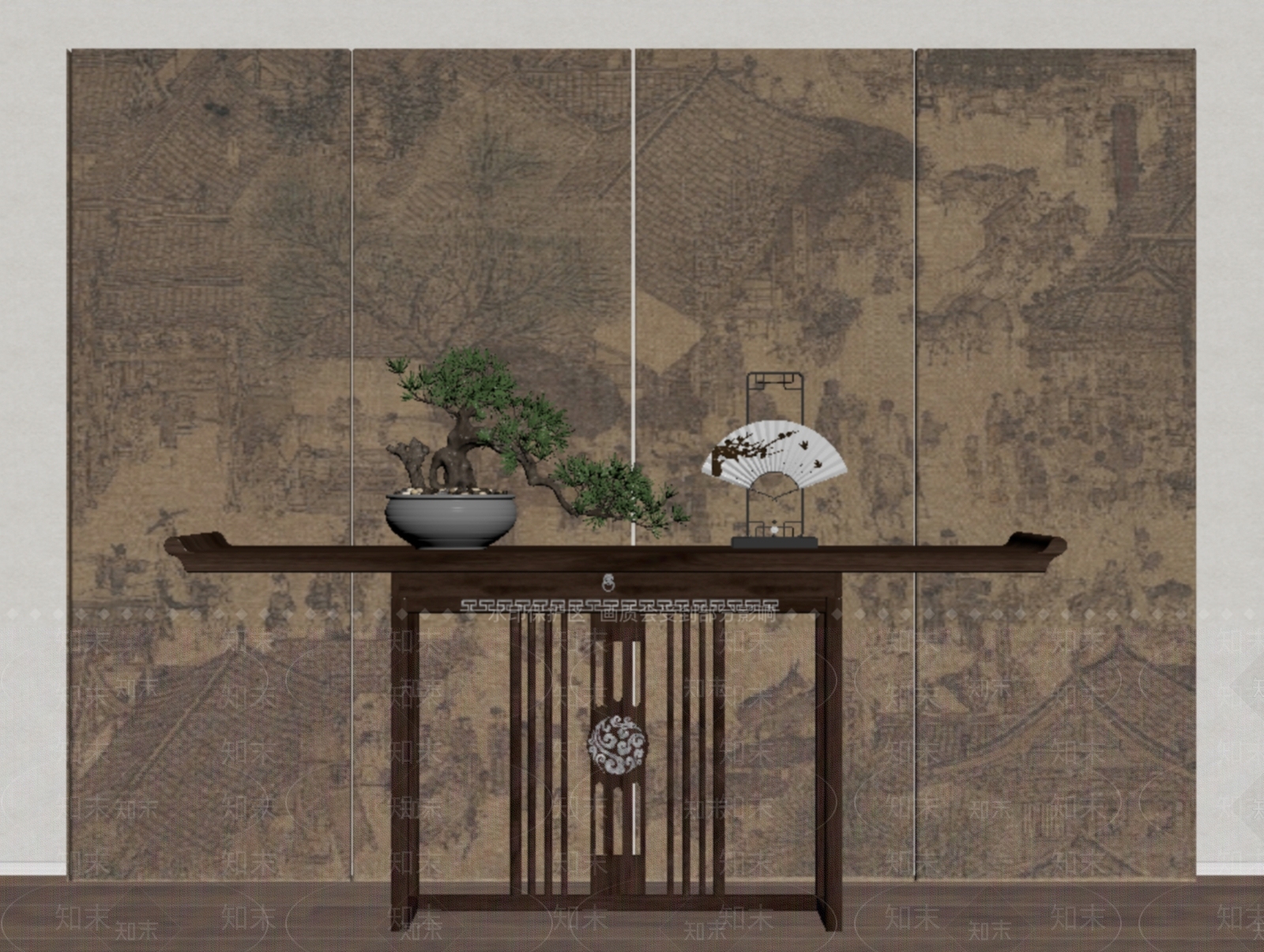 新中式条案SU模型下载【ID:1204799627】