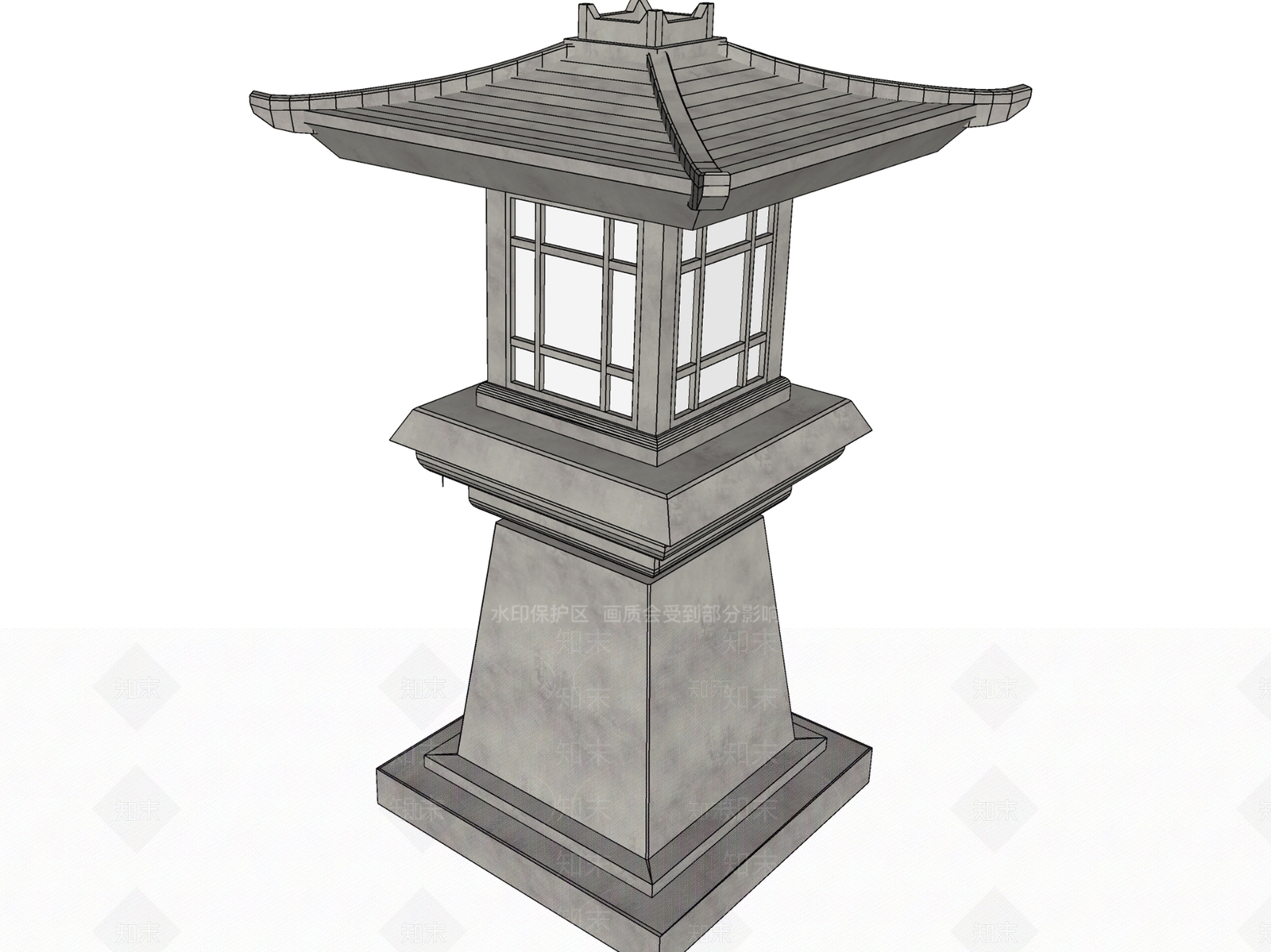 中式日式景观灯SU模型下载【ID:1204799793】