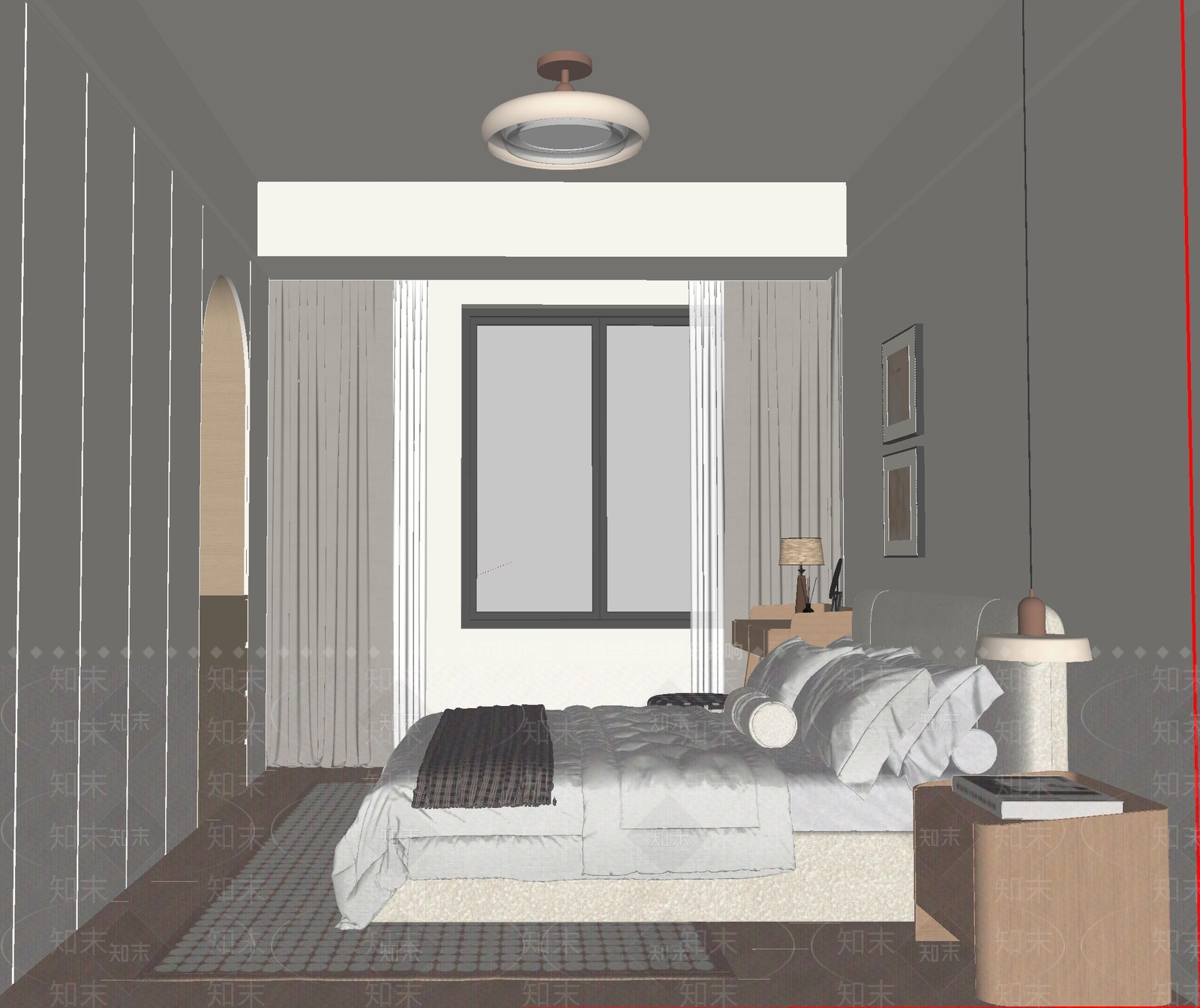 现代原木家居卧室SU模型下载【ID:1204800408】