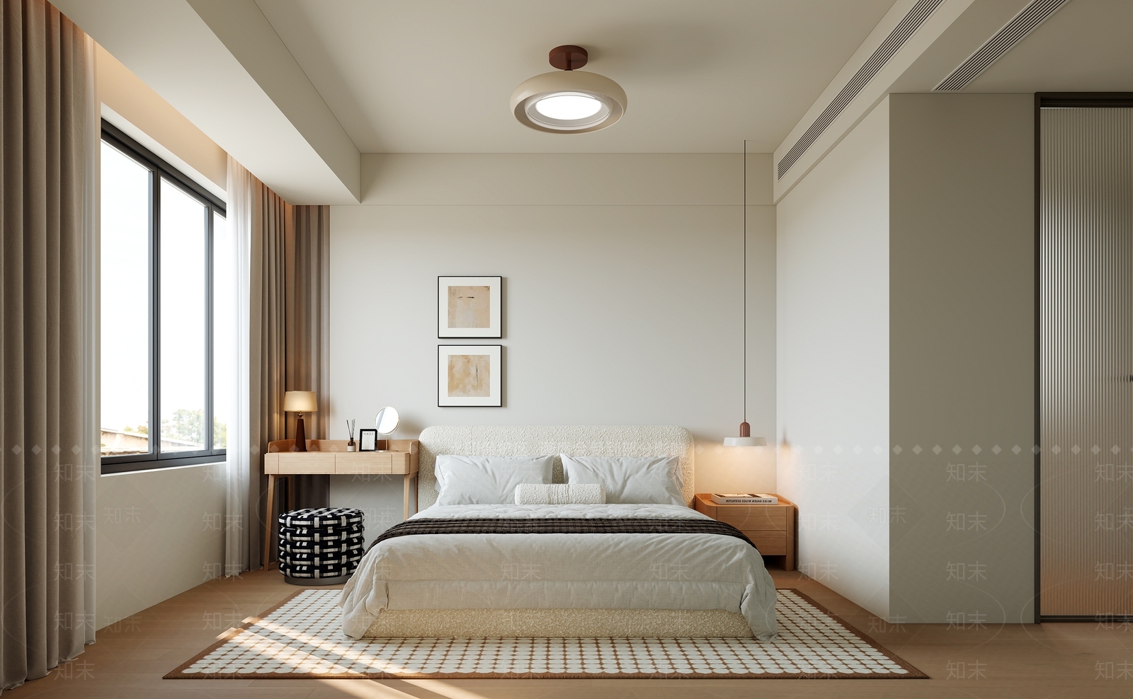 现代原木家居卧室SU模型下载【ID:1204800408】