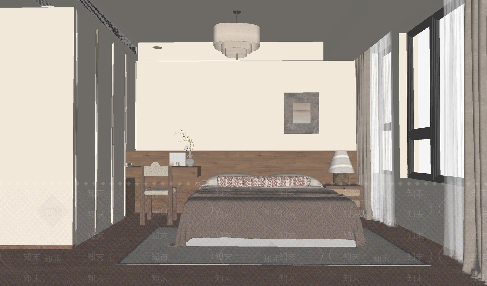 现代中古家居卧室SU模型下载【ID:1204800740】