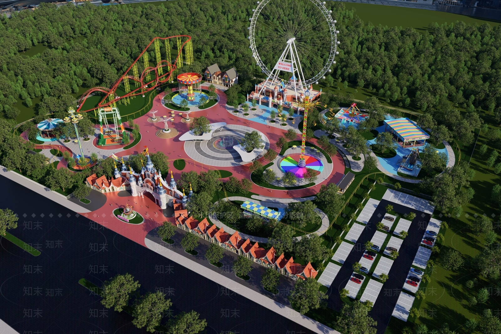 现代简约景观公园SU模型下载【ID:1204800856】