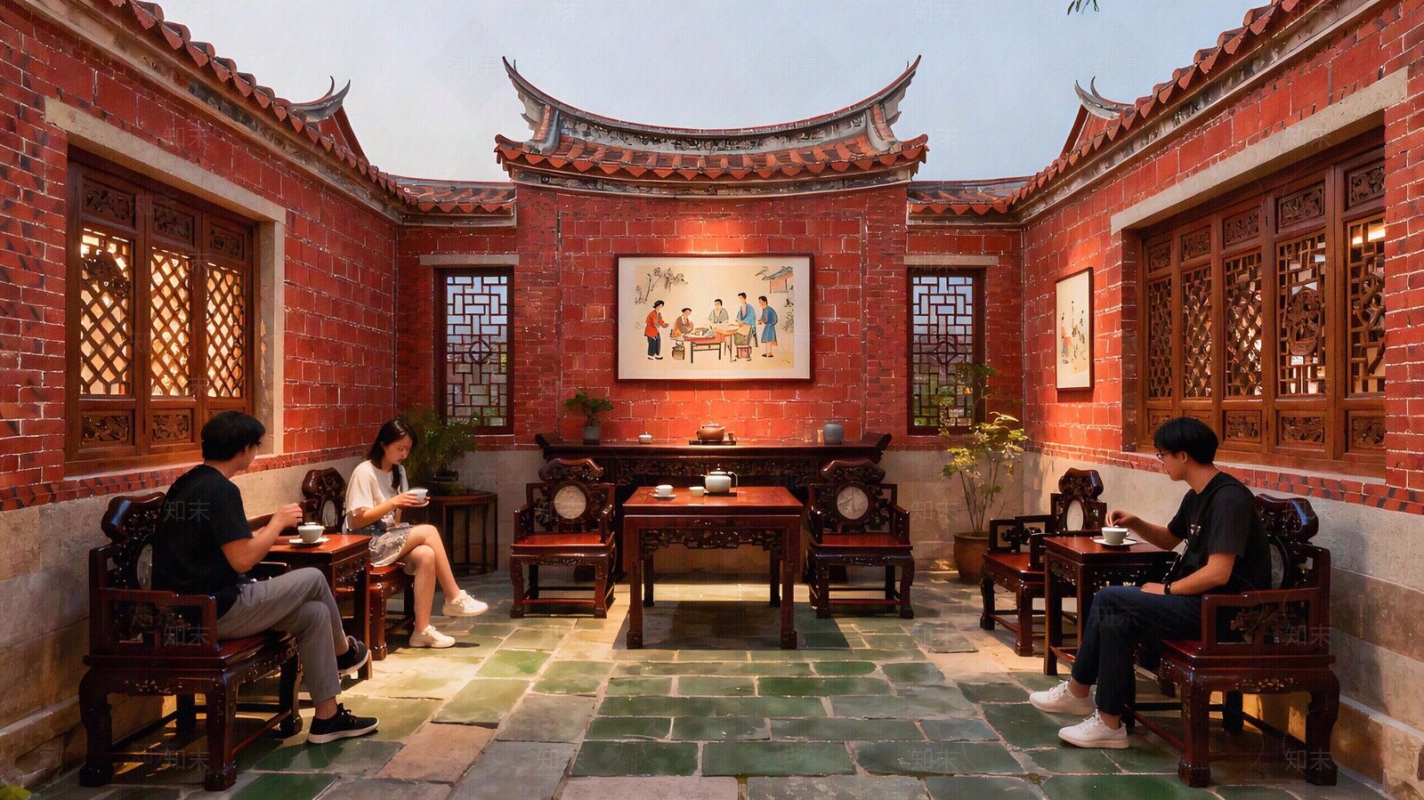 中式复古客厅贴图下载【ID:1204803043】