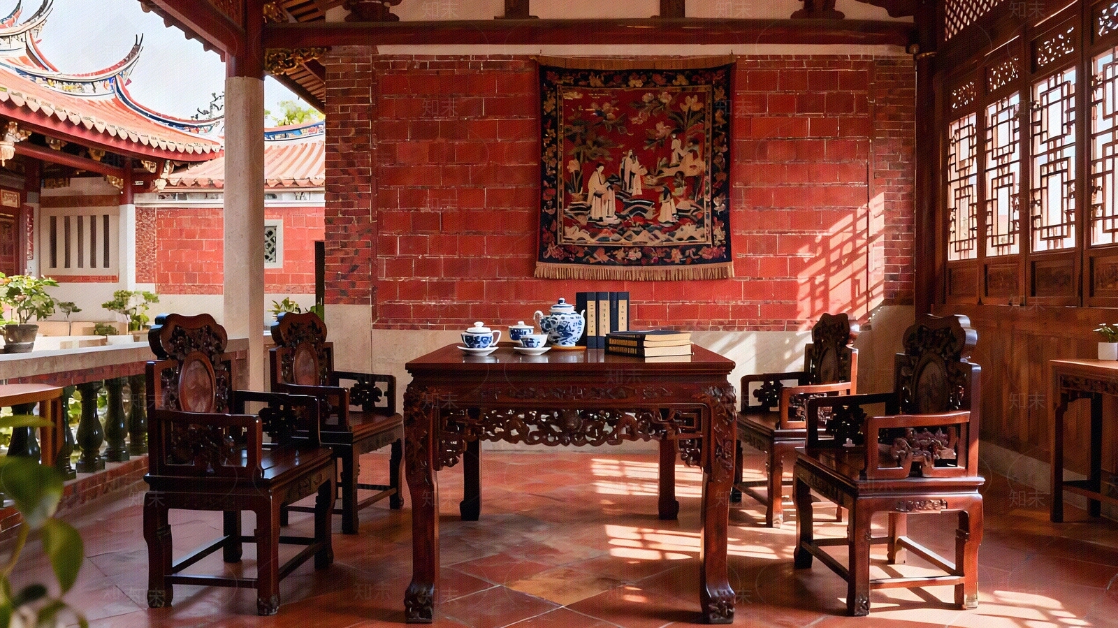 中式复古客厅贴图下载【ID:1204803175】