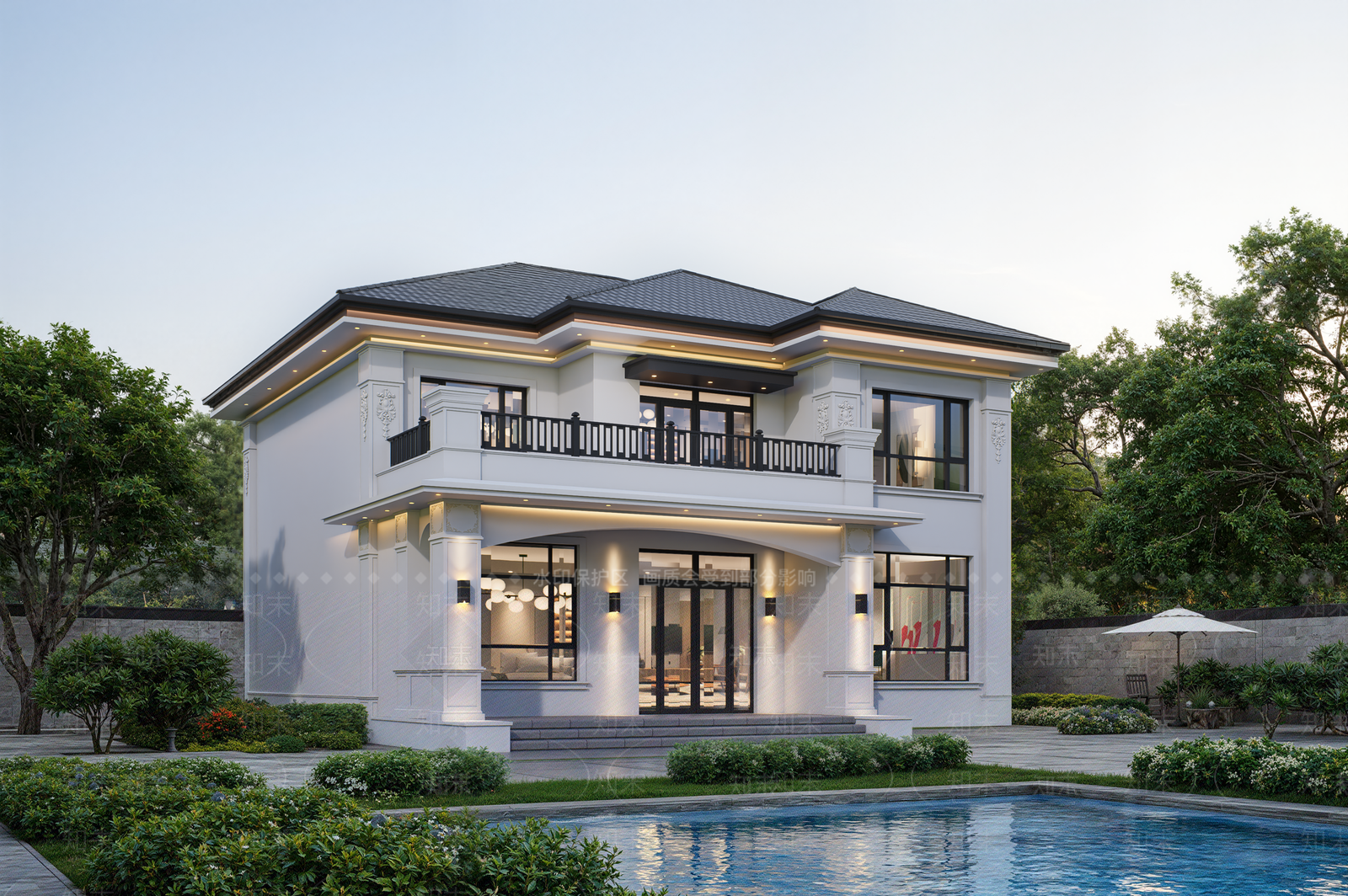 现代欧式别墅SU模型下载【ID:1204803707】