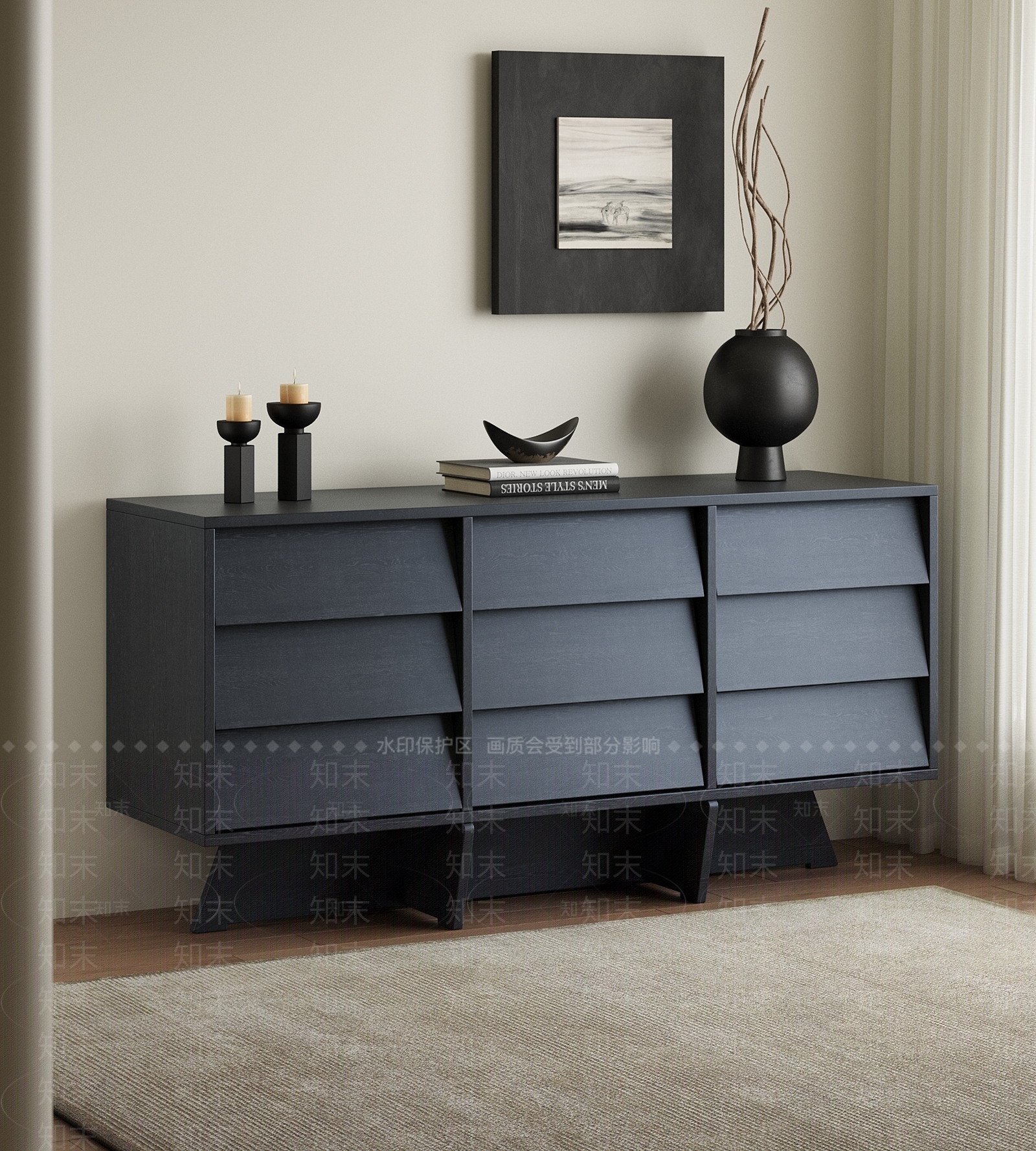 现代侘寂玄关柜3D模型下载【ID:1204805980】