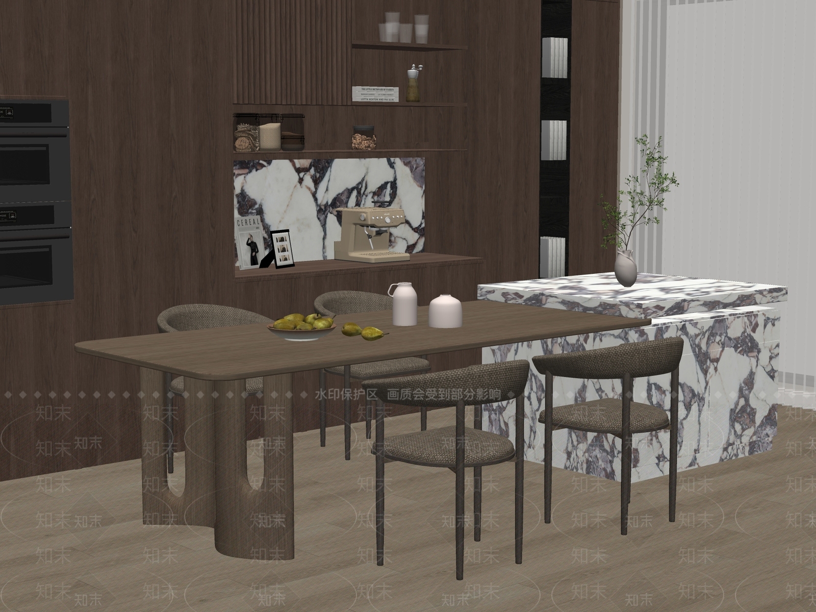 中古复古家居餐厅SU模型下载【ID:1204807270】