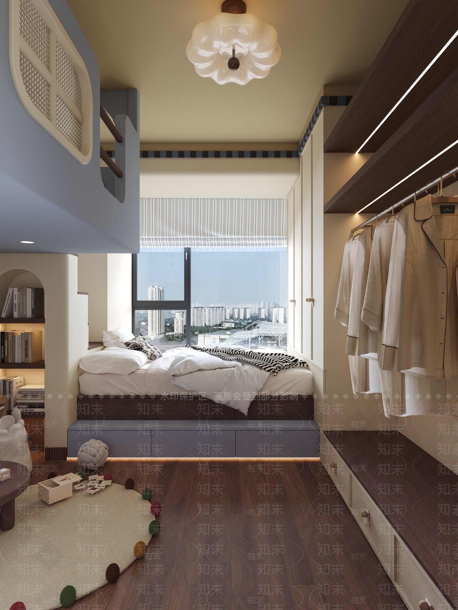 复古奶油通用儿童房3D模型下载【ID:1204808962】