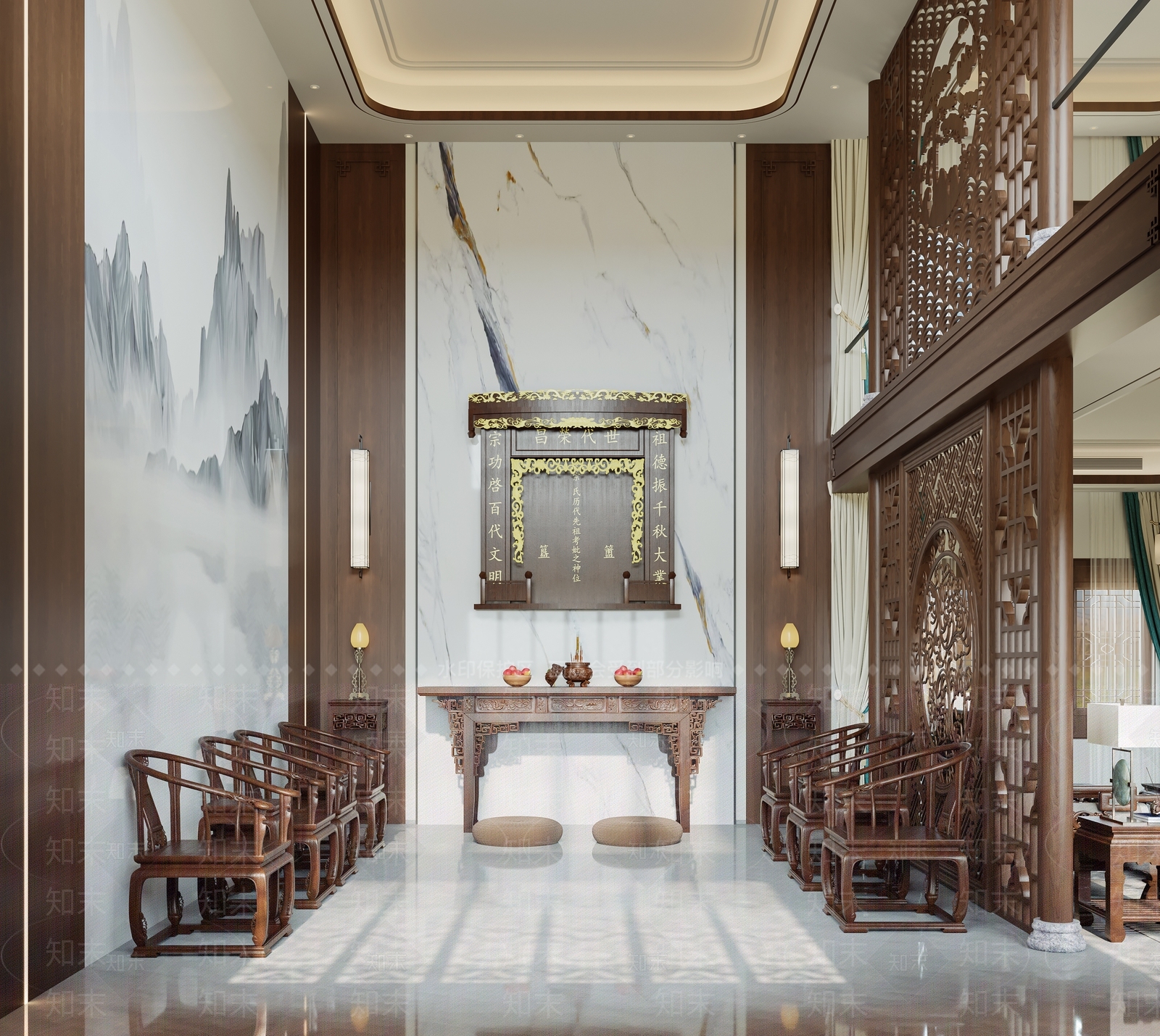 新中式佛堂3D模型下载【ID:1204810523】