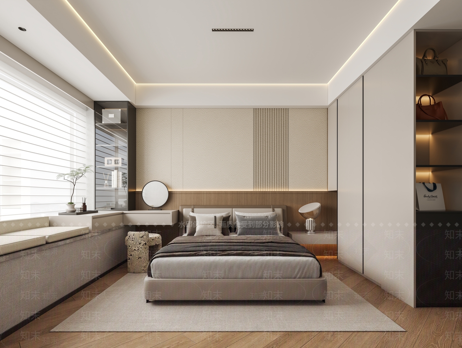 简约梳妆台榻榻米卧室3D模型下载【ID:1227390964】