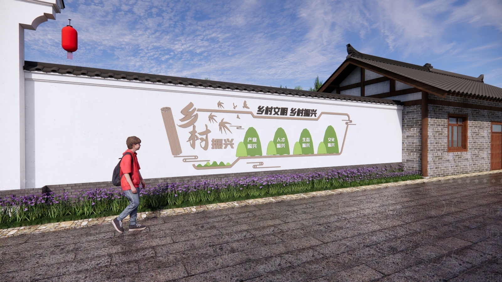 现代新中式景墙SU模型下载【ID:1204813429】