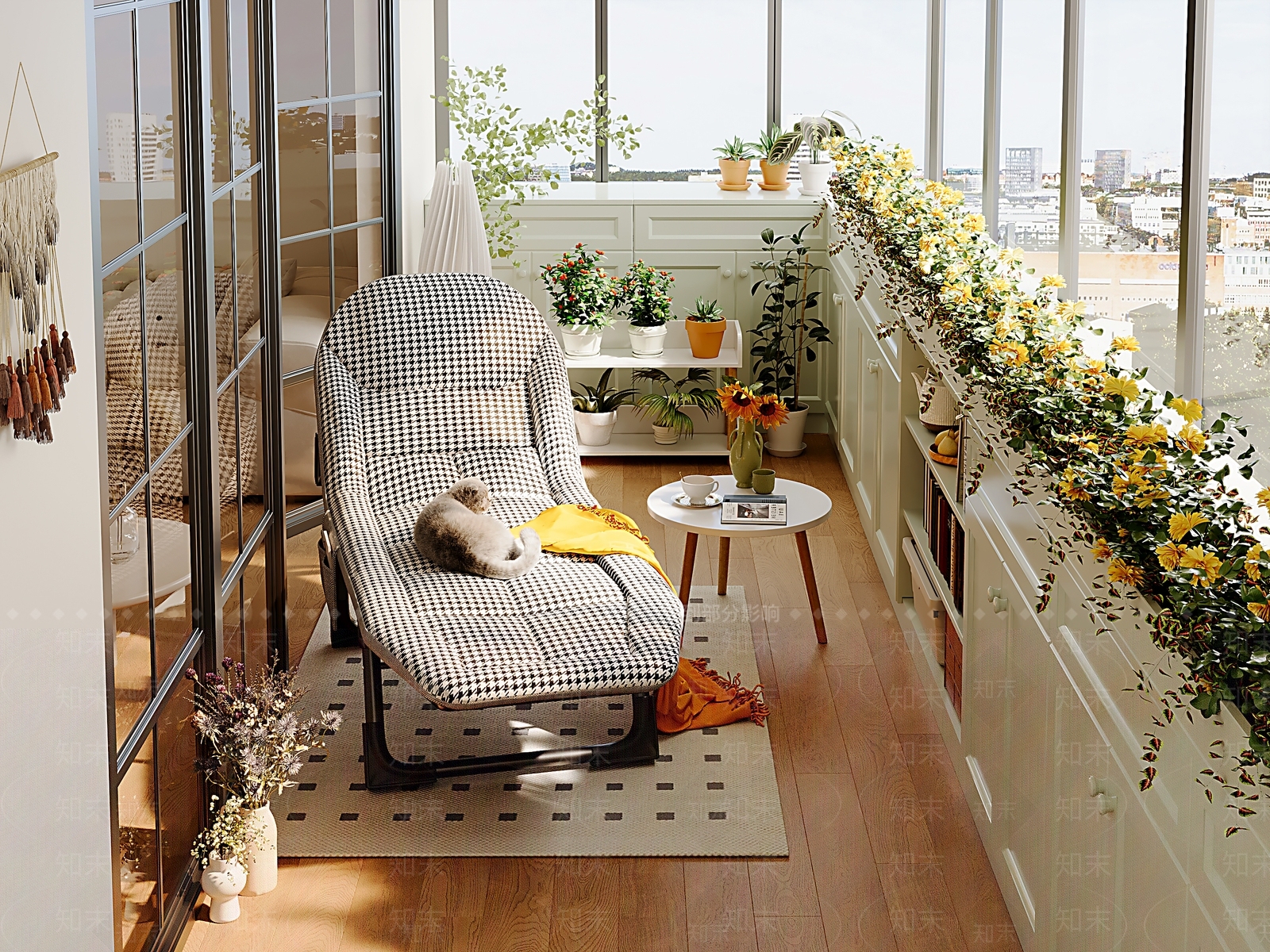 北欧奶油阳台3D模型下载【ID:1204814532】