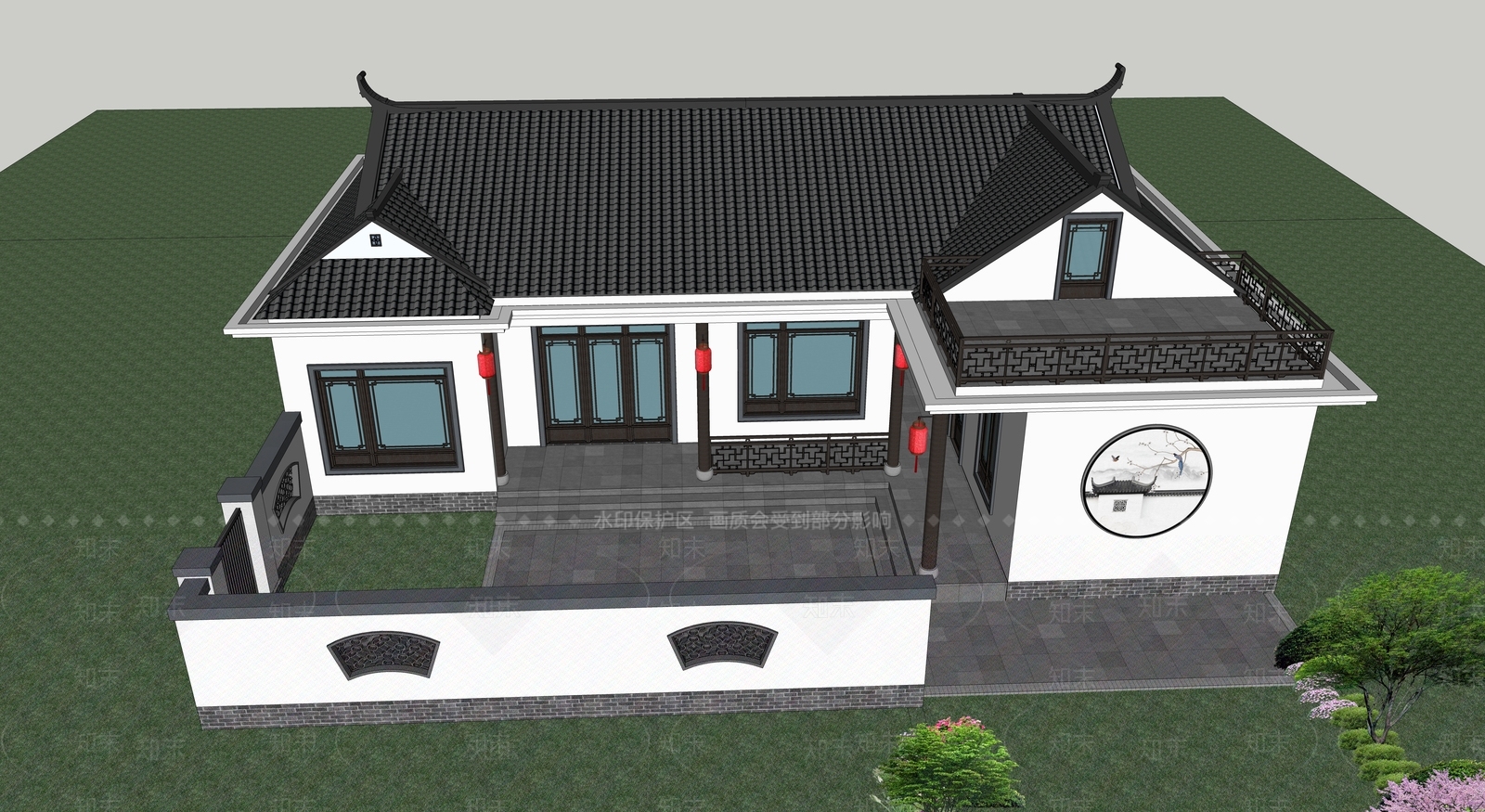 中式四合院SU模型下载【ID:1204816325】