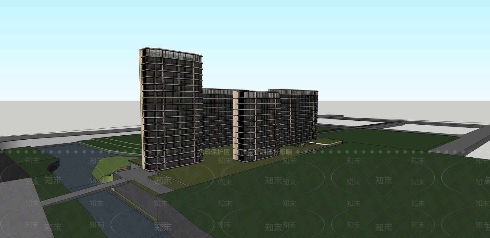 意式轻奢小区建筑SU模型下载【ID:1204816635】