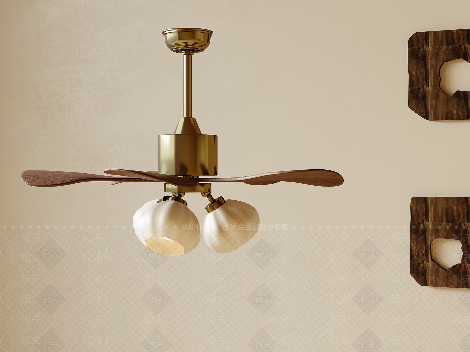 现代中古风扇灯3D模型下载【ID:1204816898】