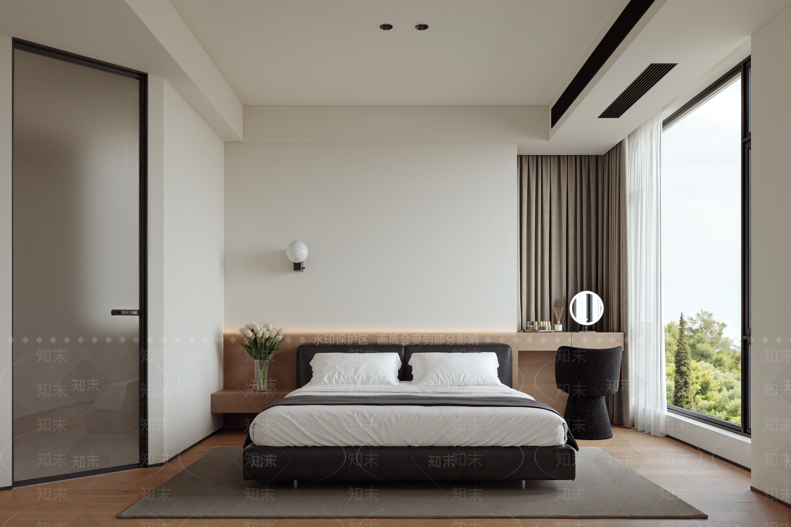 现代极简家居卧室SU模型下载【ID:1204817642】