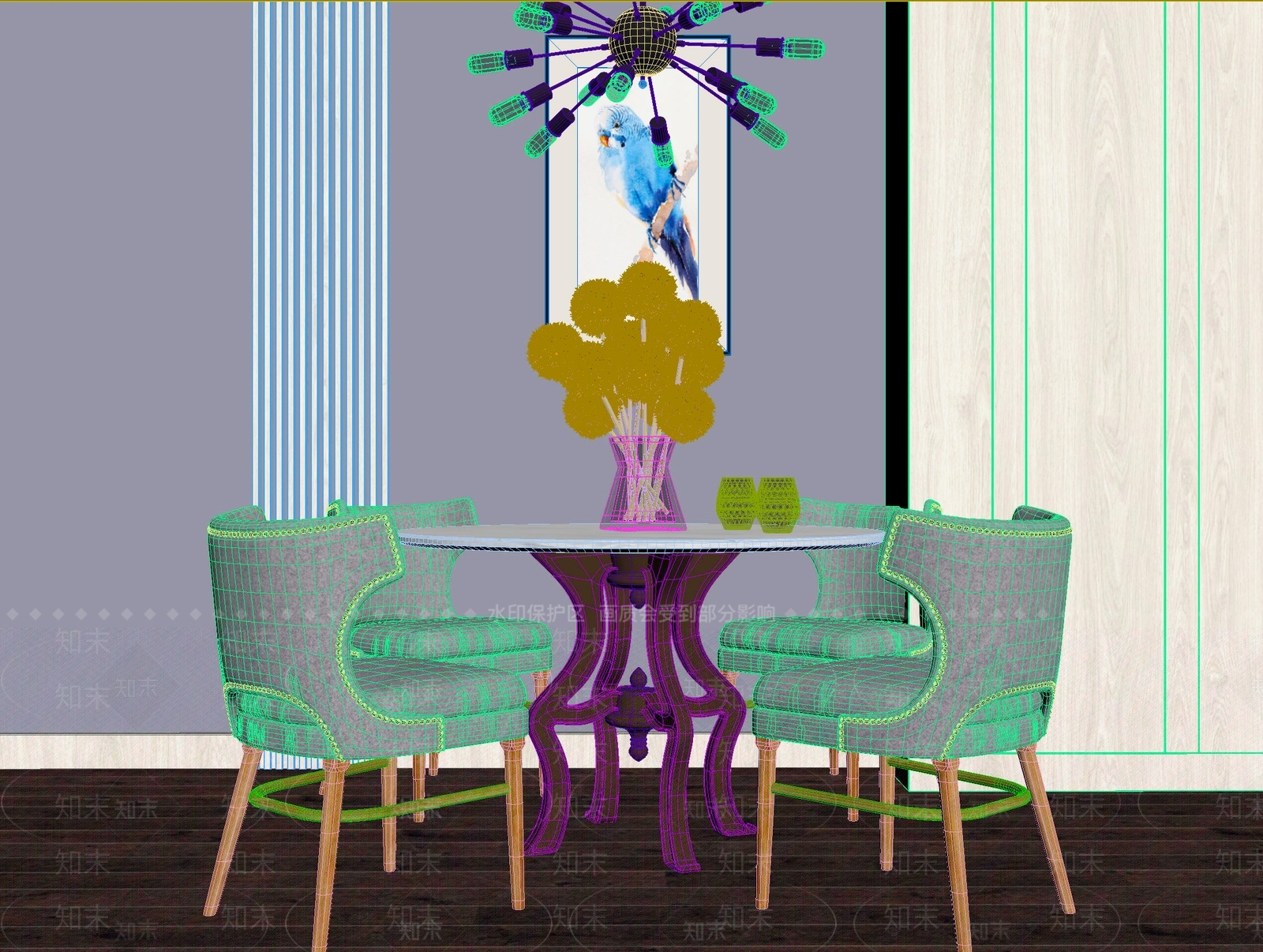 现代轻奢餐桌椅3D模型下载【ID:1204821232】