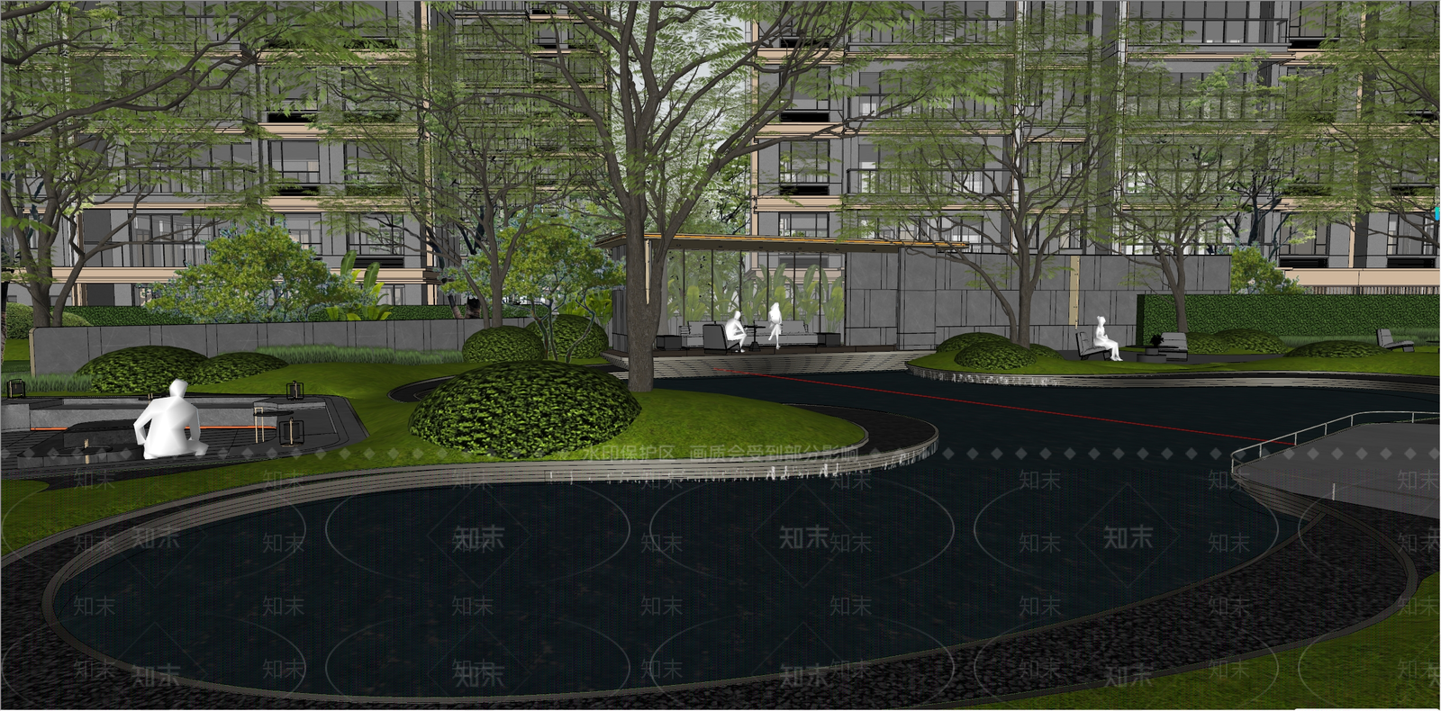 现代小区景观SU模型下载【ID:1204821854】