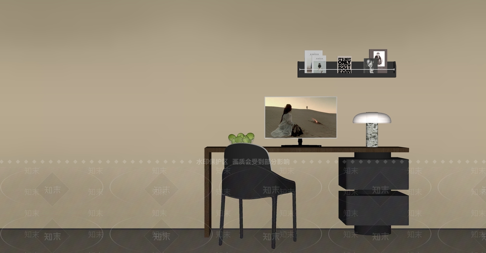 现代简约书桌椅SU模型下载【ID:1204823304】