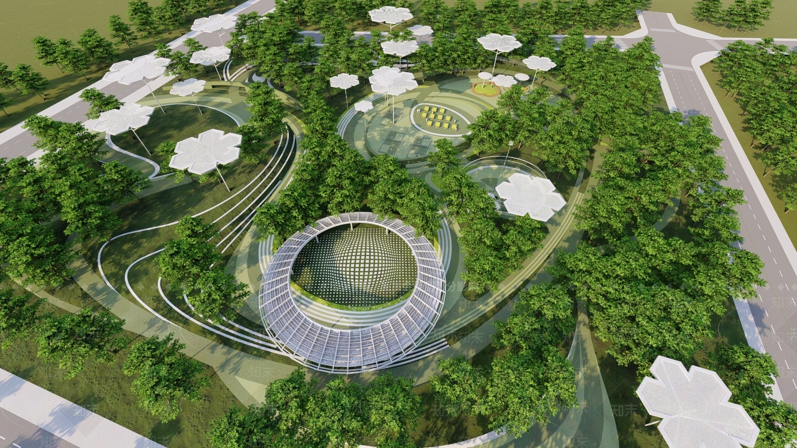 现代新中式景观公园SU模型下载【ID:1204823603】