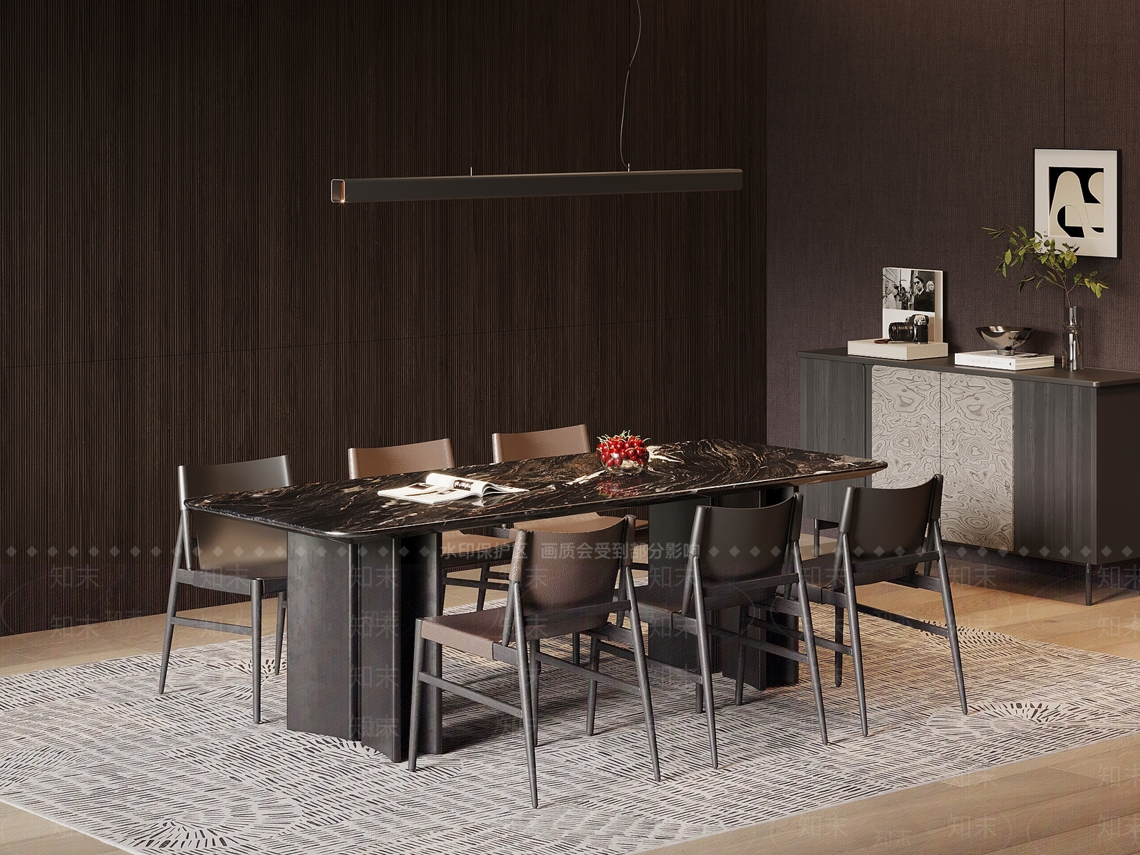 现代意式餐桌椅SU模型下载【ID:1204827127】