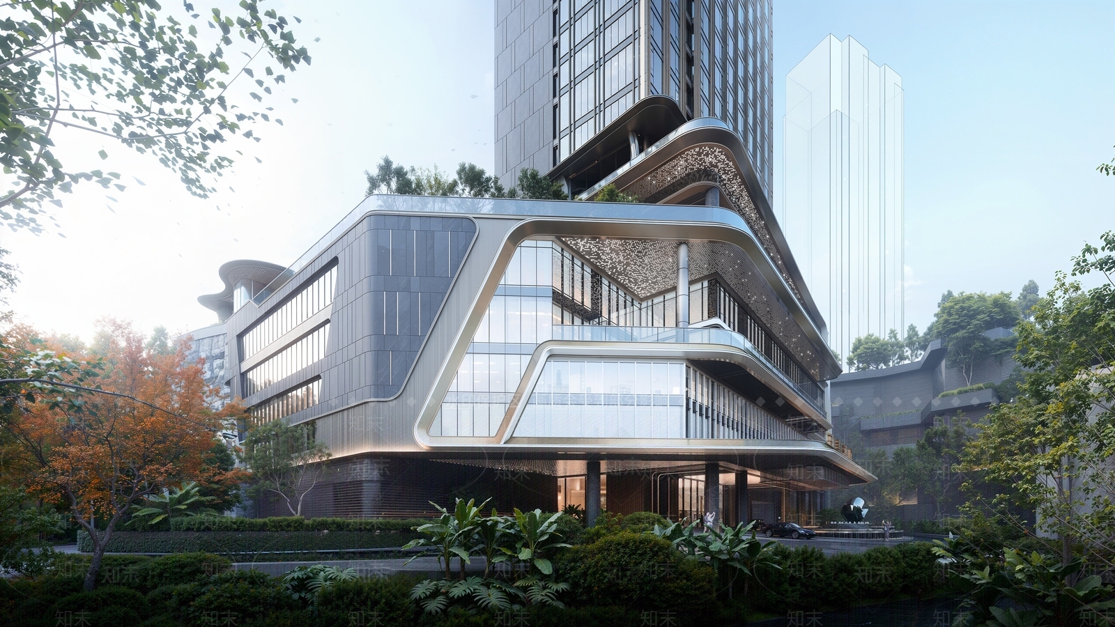 现代轻奢酒店建筑SU模型下载【ID:1204827654】