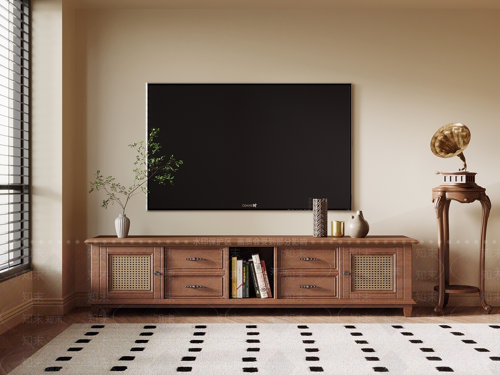 美式电视柜3D模型下载【ID:1204827971】