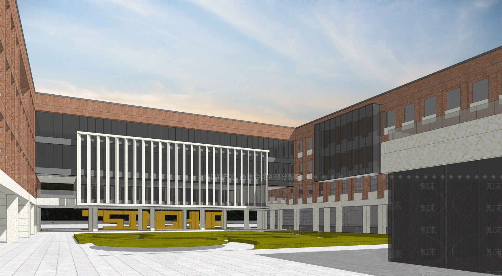 现代新中式学校建筑SU模型下载【ID:1204829310】