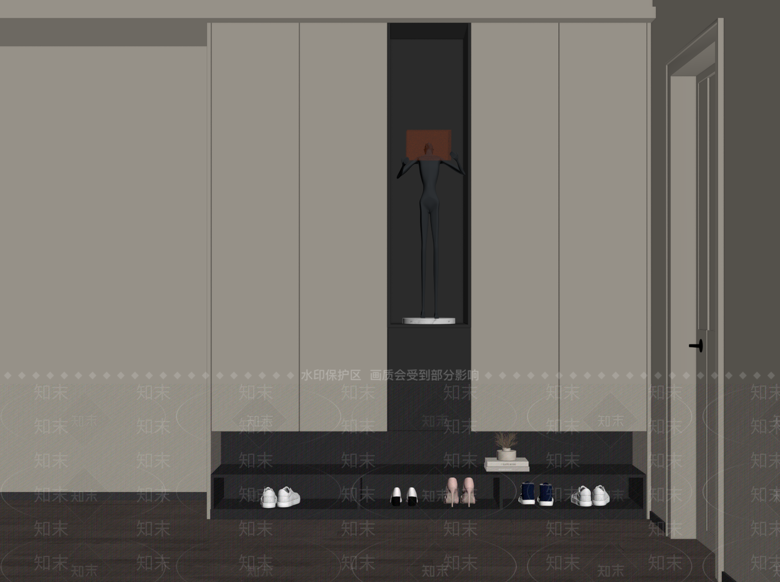 现代极简鞋柜SU模型下载【ID:1204830151】