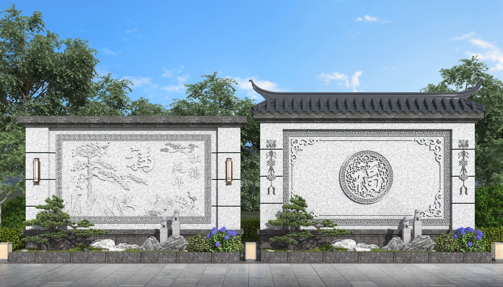 中式新中式景墙3D模型下载【ID:1204837026】